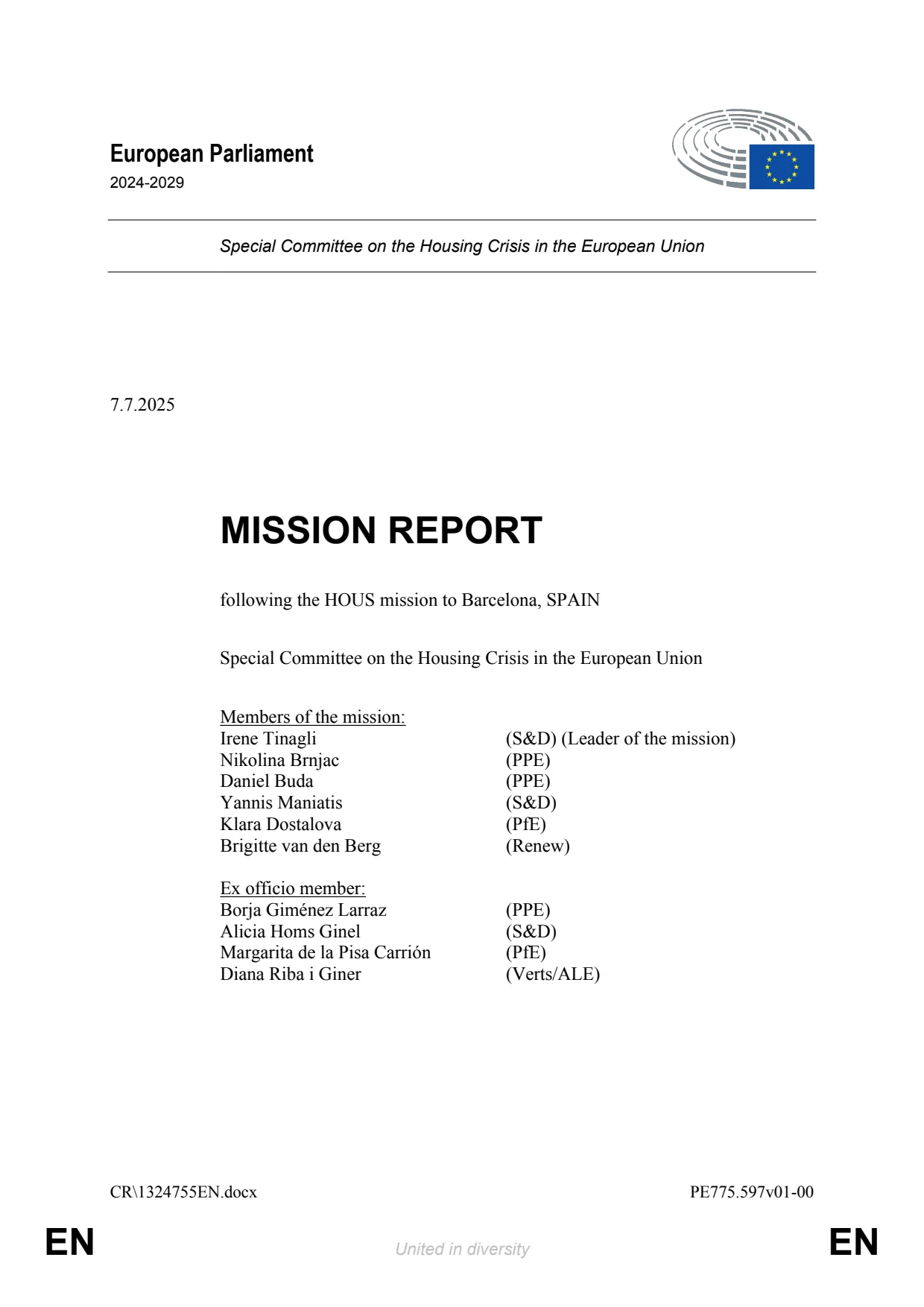 Report of the HOUS mission to Barcelona, Spain