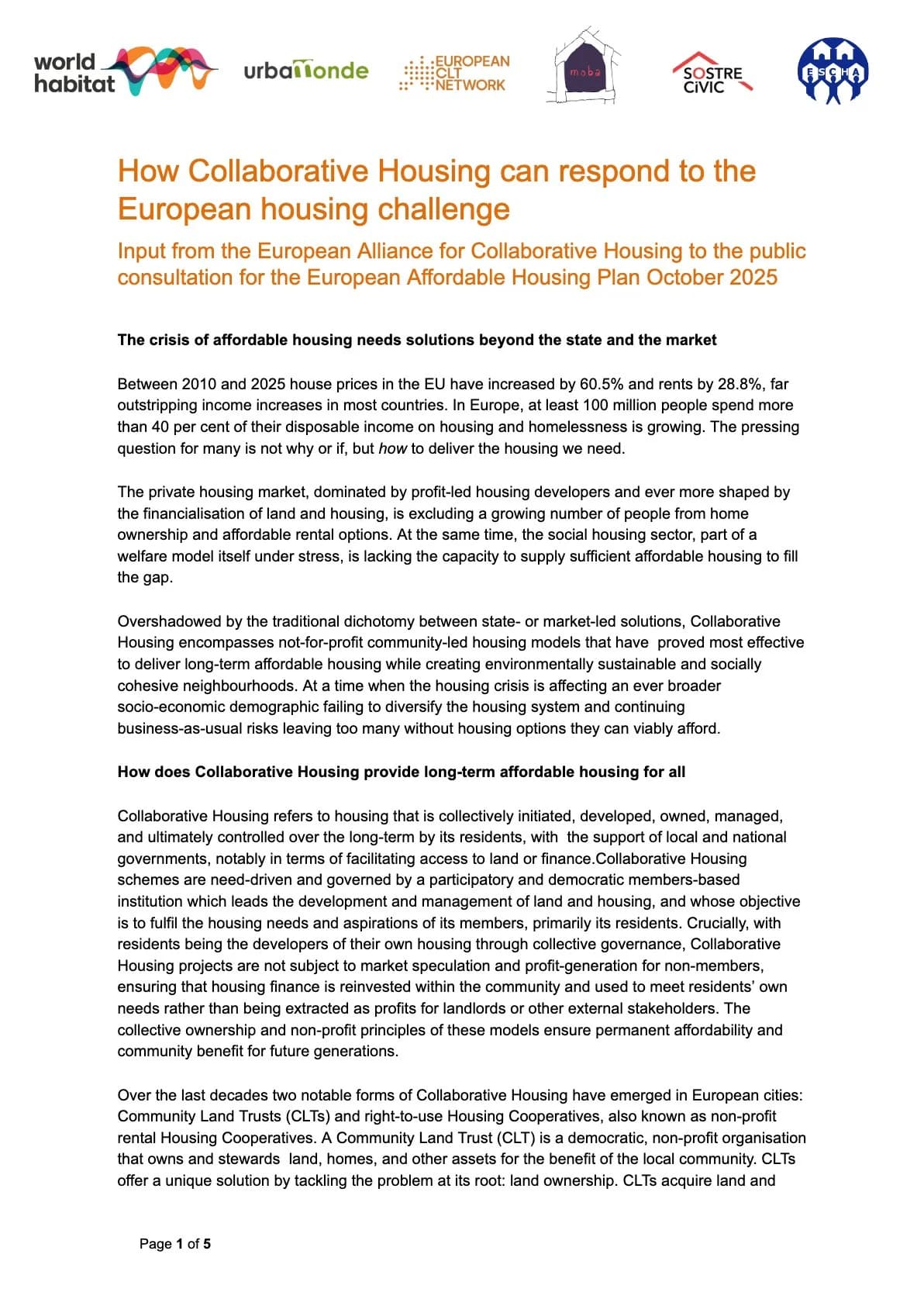 How Collaborative Housing can respond to the European housing challenge
