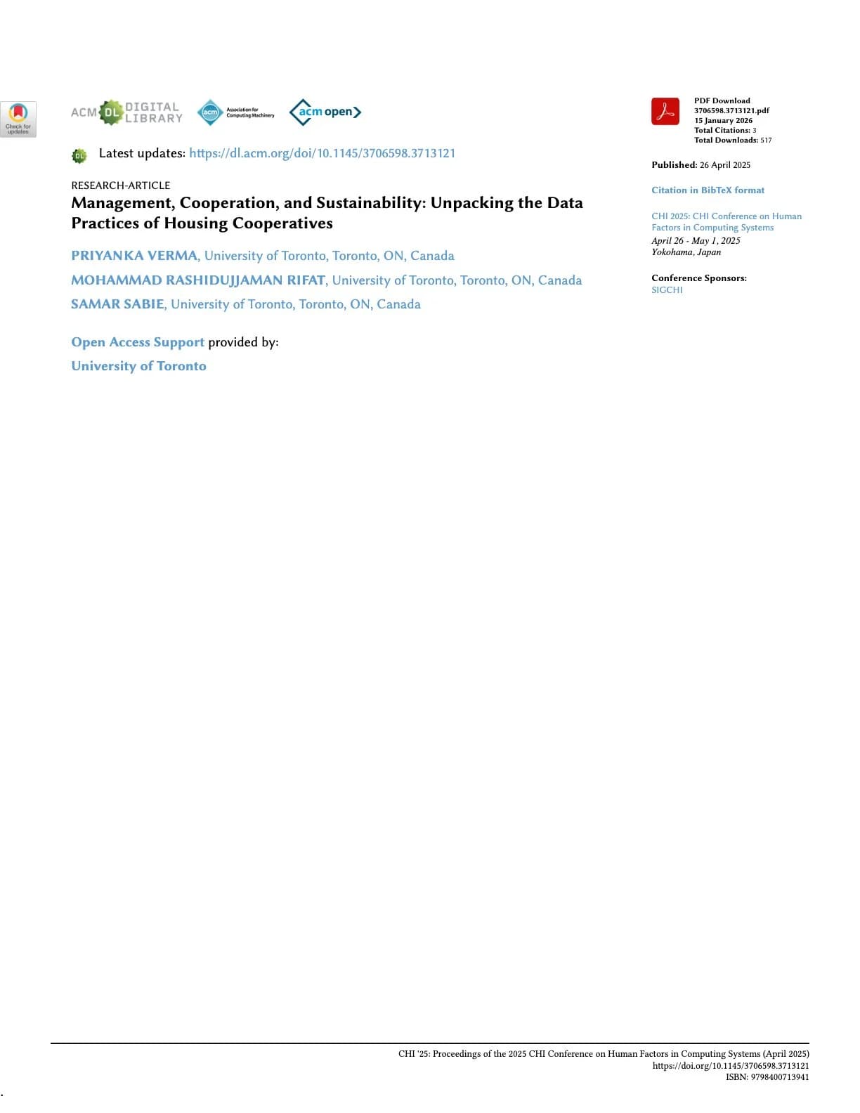 Management, Cooperation, and Sustainability: Unpacking the Data Practices of Housing Cooperatives
